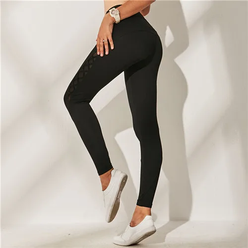 Женские тренировочные спортивные штаны с высокой талией для йоги, леггинсы трико для фитнеса, бега, женские Лоскутные тренировочные штаны, спортивная одежда - Цвет: D-CK7000 Black