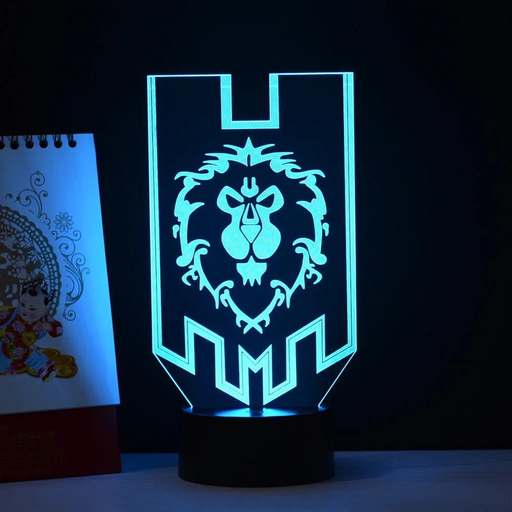 Светодиодный 3d светильник World of Warcraft оптическая Настольная лампа с эффектом