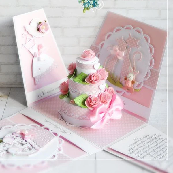 

3D birthday Cake Metal Cutting Dies Decorative Scrapbooking Steel Craft Die Cut Embossing Paper Cards Stencils