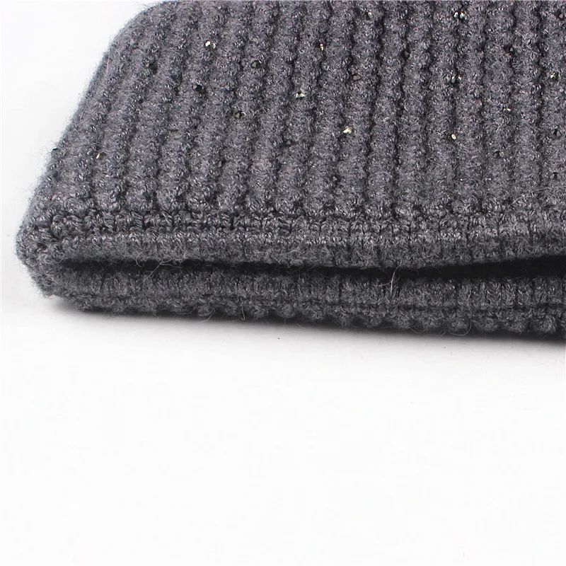 Xthree, зимняя шапка бини для женщин, для девушек, Skullies Beanies, блестящие стразы, вязанные, Gorro, шерстяные женские шапки