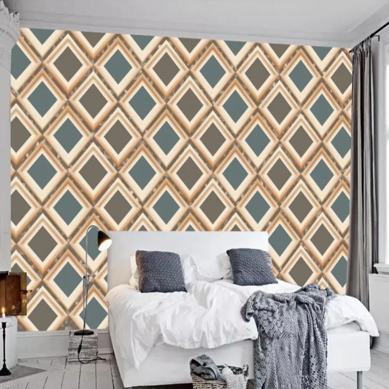 

Nordic simple modern embossed color square quad TV background wall
