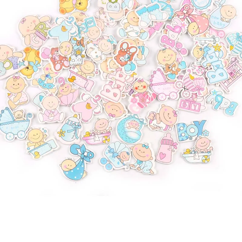 20pcs Lovely Baby Painted Wood Craft Scrapbooking For Home DIY Party Festival Decoration Wooden Ornaments M1871