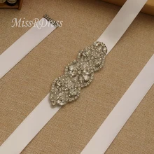 MissRDress, элегантная Серебряная лента Свадебная со стразами и поясом, стразы, бусины, свадебное платье, пояс для свадебного украшения JK853