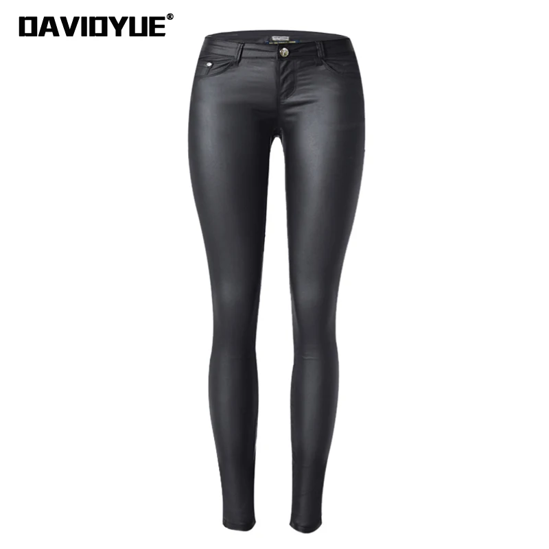 

Winter black low waist PU leather pants women slim stretch skinny elastic pencil pants famale leggings trousers plus size 2018