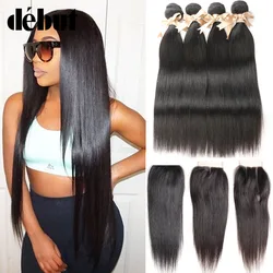 Ali Debut Brazilian Straight Hair Bundles With Closure Wet and Wavy Brazilian Virgin Hair Weave Closures Human Hair Extensions Ali Debut Brazilian Straight Hair Bundles With Closure Wet and Wavy Brazilian Virgin Hair Weave Closures Human Hair Extensions