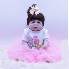 NPK PUPPE 57 cm harte Silikon Reborn Baby Lebensechte Rosa prinzessin Baby Bonecas Kid angela puppe Bebe Reborn puppen hohe puppen de pan(China)