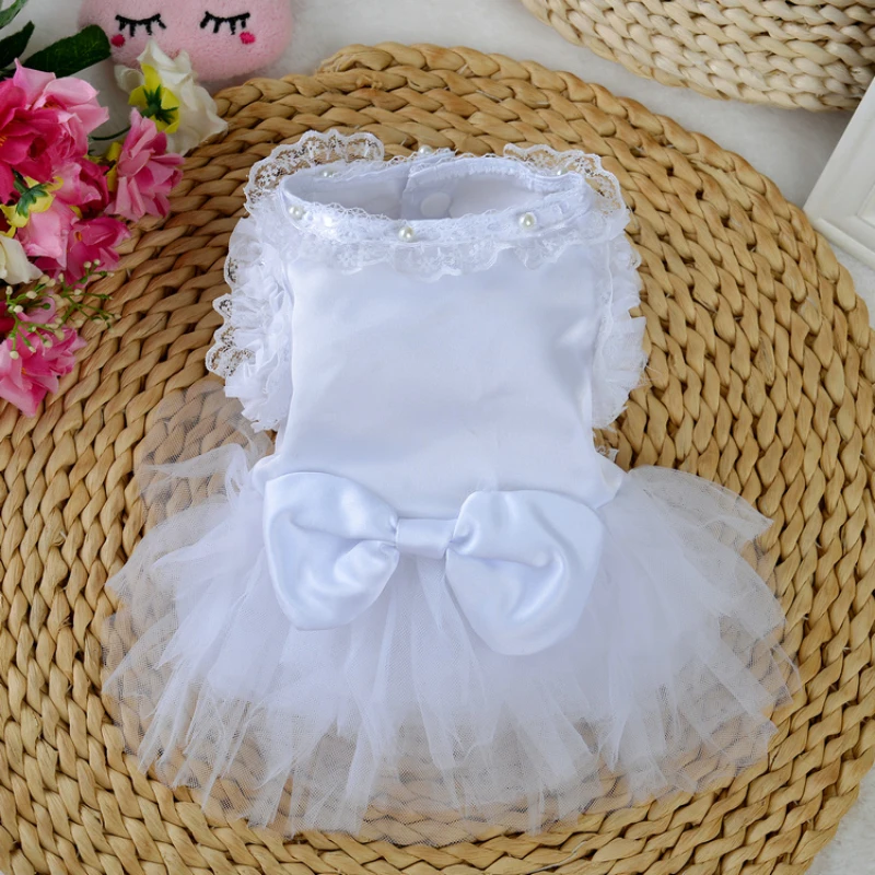 Bigeyedog White Dog Dress Pet Dog Clothes Summer Wedding Dress Princess
