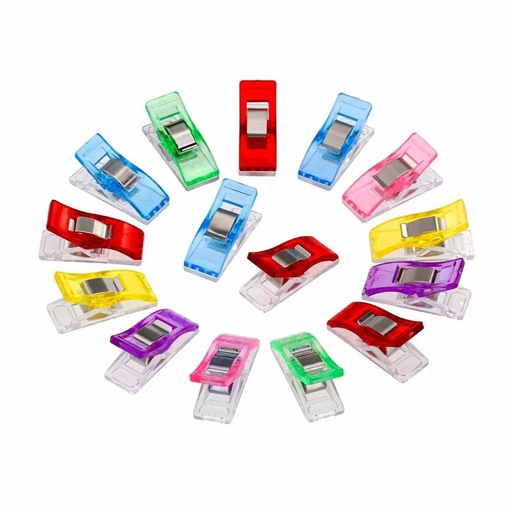 

100Pcs Mixed Color Sewing Clips Multifunction Patchwork Fabric Quilting Knitting Craft Wonder Clip Holder Plastic Quilter