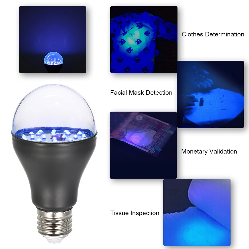 7 Вт светодио дный 25 LED 365nm УФ лампочка как сценический эффект света для стерилизации монетарной проверки определить Флуоресцентные