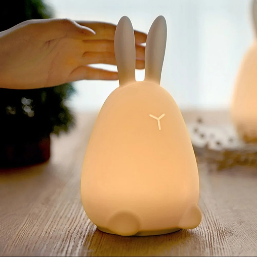 Silicone Touch Led Night Light RGB Rabbit USB Rechargable Animal