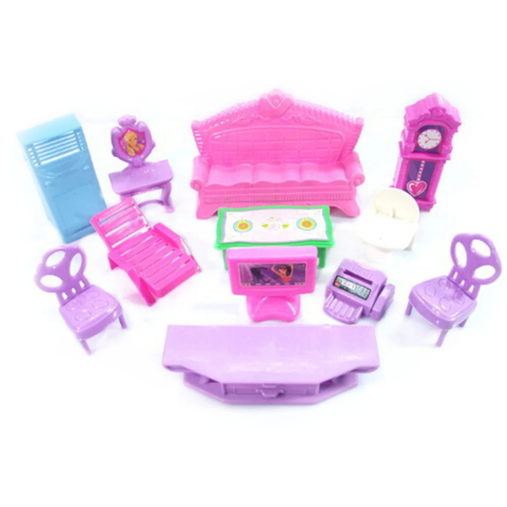 Saleaman 1 مجموعة 3D دمى منزل الطفل أطفال نتظاهر اللعب اللعب هدية الكريسماس البلاستيك الأثاث مصغرة غرف ألعاب الدمى للأطفال