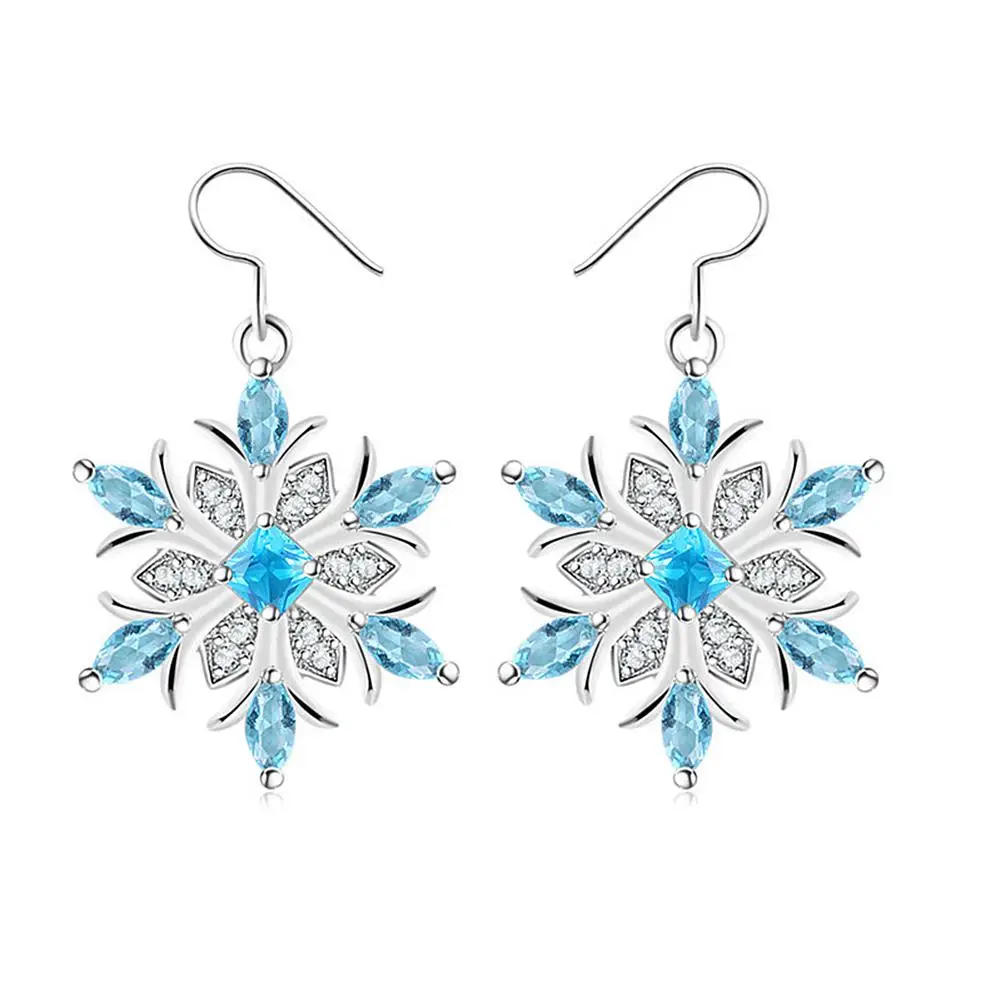 

DreamBell Women Dangle Earrings Creative Two-color Snowflake Shape Eardrop Chic Long Drop Earrings