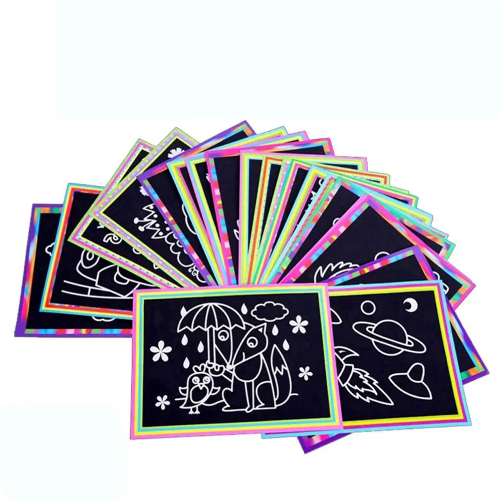 

Hot Sale 5 Pcs Scraping Painting Small Size Baby Children Kids Educational and Learning Toys Drawing Paper DIY Gifts
