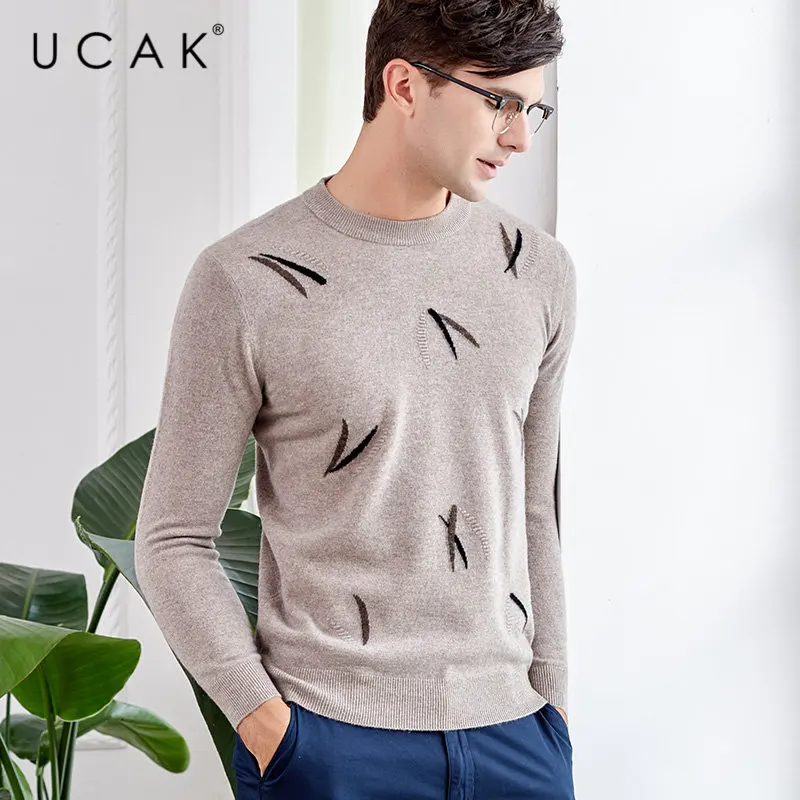 UCAK Brand Merino Wool Sweater Men 2019 New Arrival Autumn Winter Cashmere Pullover Men O-Neck Pull Homme Knitted Sweaters U3033