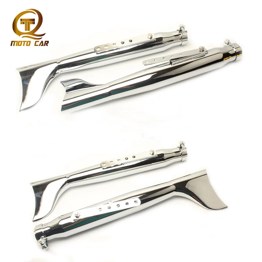 

38MM-45MM Universal Motorcycle Exhaust Muffler Pipe Chrome Fish Tail Escape Moto for Vintage Cafe Racer Harley-Davidson Chopper