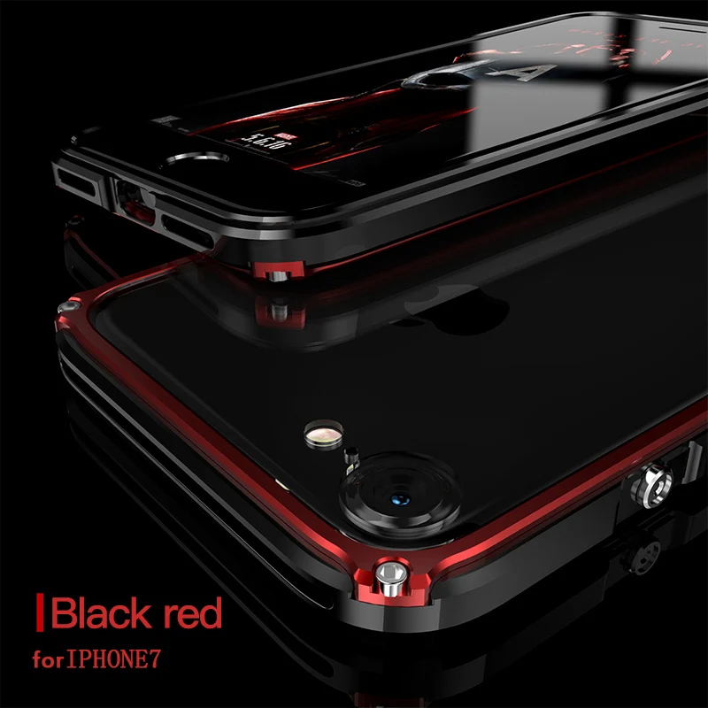 Для iphone 7/8/plus, чехол с металлической рамкой, прозрачная задняя Противоударная защита камеры, чехол Legend series, чехол для iphone 7/8 - Цвет: Black Red