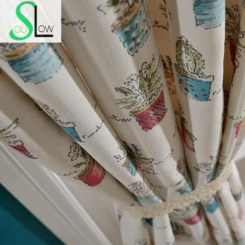 

Slow Soul Japanese Children Cartoon Modern Curtain Pastoral Curtains For Living Room Red Blue Green Brown Bedroom Tulle Kitchen