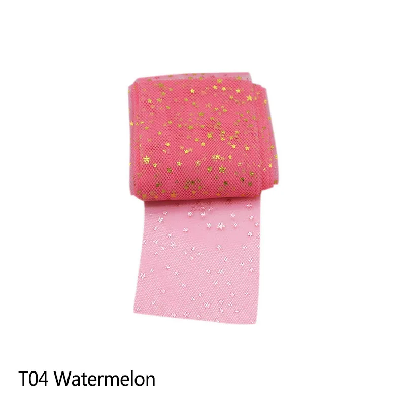 5 метров мягкая сетка блестки звезды тюль рулон для DIY Барби ткань ручной работы дети пачка аксессуары для волос для свадьбы День рождения Deco - Цвет: watermelon