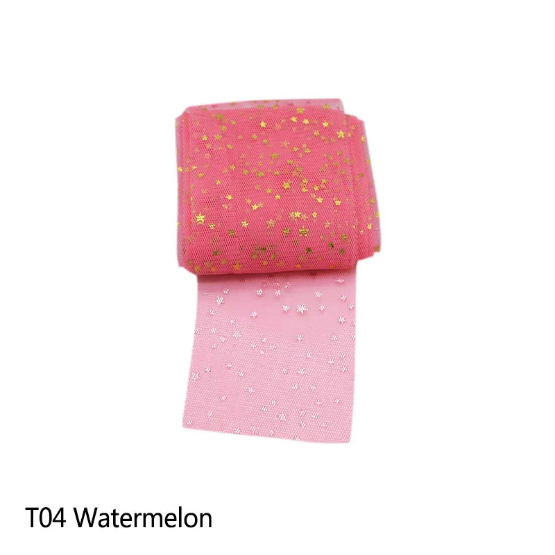 watermelon 5 метров мягкая сетка блестки звезды тюль рулон для DIY Барби ткань ручной работы дети пачка аксессуары для волос для свадьбы День рождения Deco - Цвет: watermelon