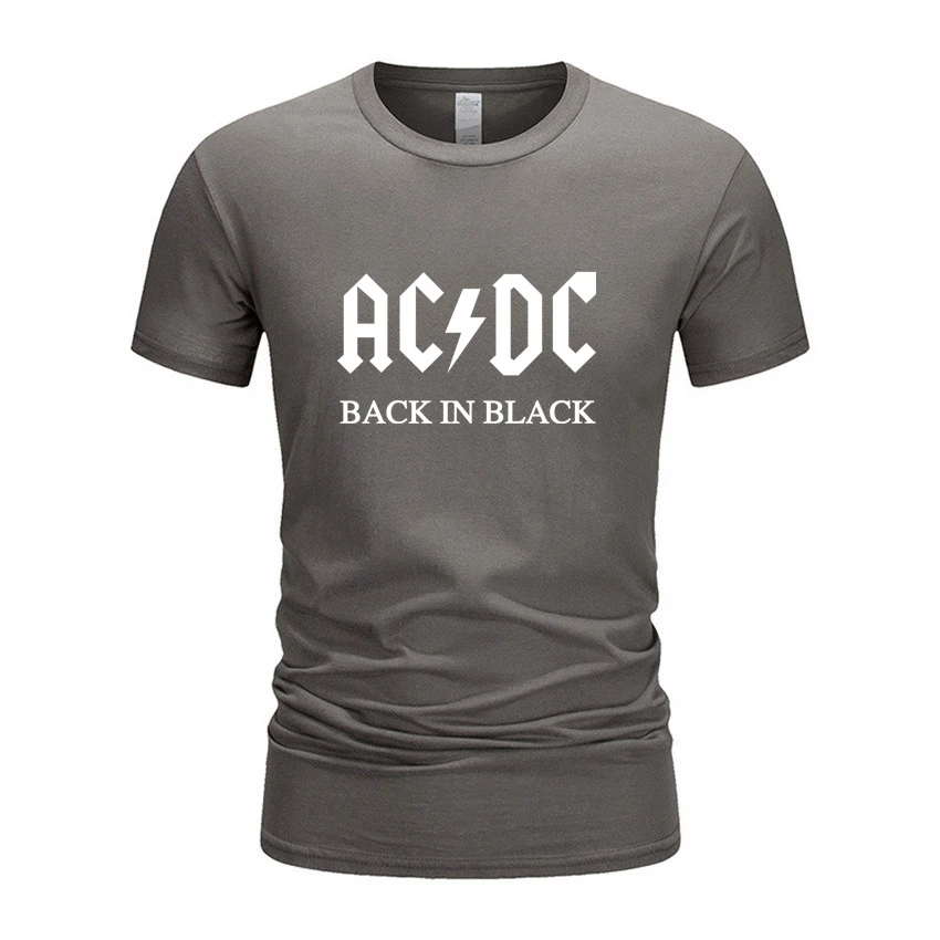 Мужская футболка Летний стиль Мужская мода с забавными мужские топы хлопок Ac Dc назад в черном принте Футболка мужская s футболка - Цвет: darkgrey72