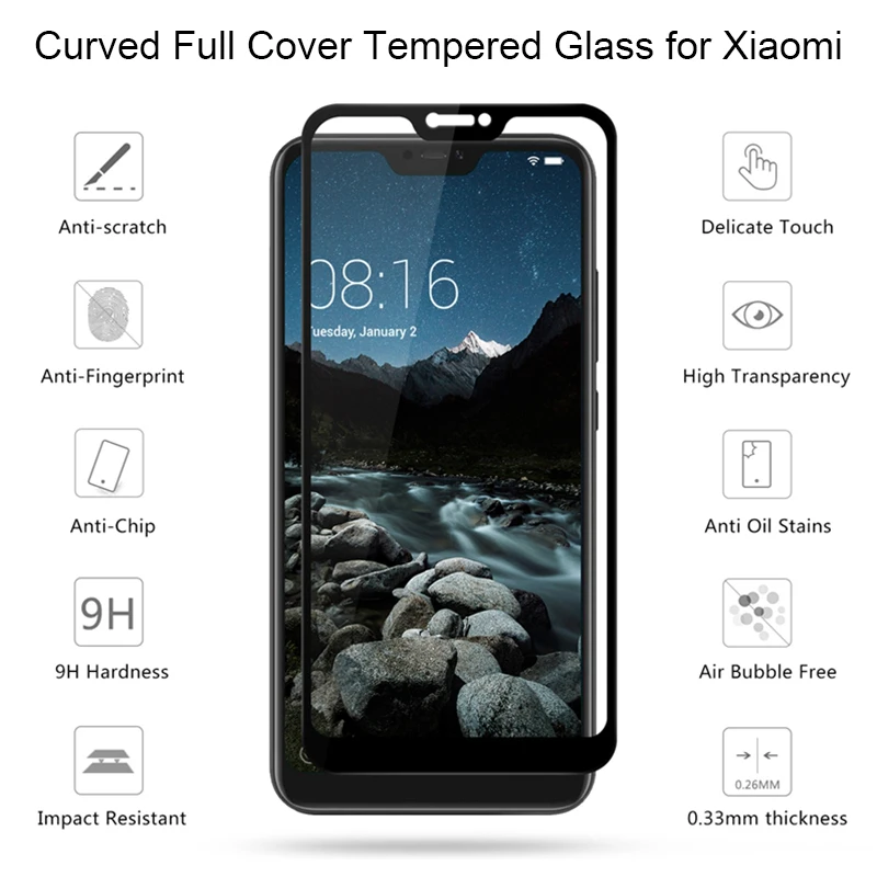 Полное покрытие закаленное стекло для Xiaomi mi 8 Lite mi 8 SE mi 5S Защитное стекло для Xio mi A2 Lite A1 Max 2 стекло для Pocophone F1