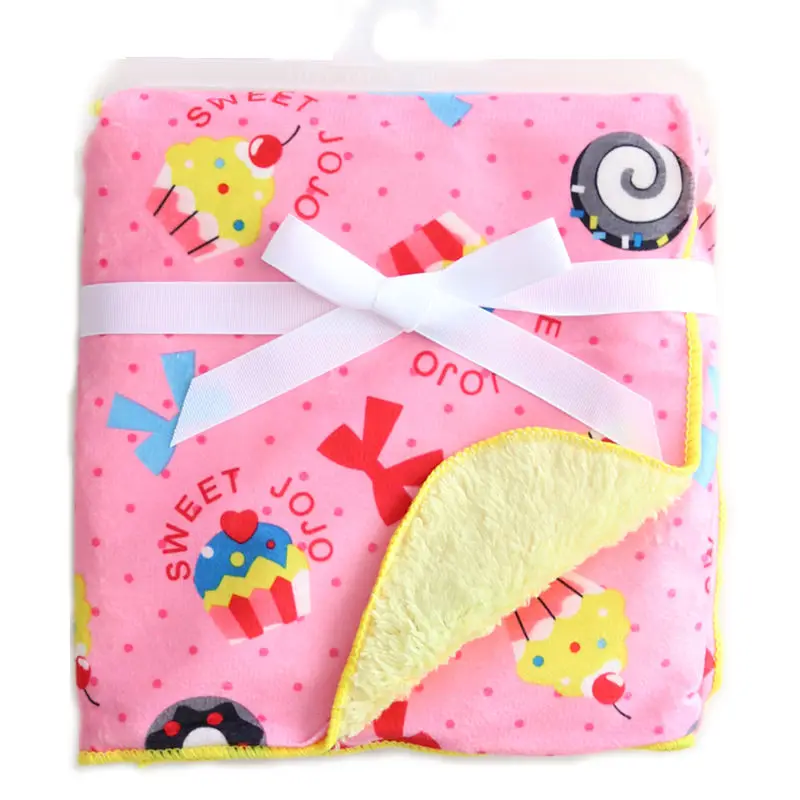 Baby Blanket Coral Fleece Cartoon Double Layer Receiving Swaddle Envelope Stroller Wrap For Bebe Bedding Blankets Set 5