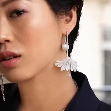 Jankelly Роскошные Имитация серьги с жемчугом для женщин кубического циркония Кристалл CZ свадебные себе Brincos