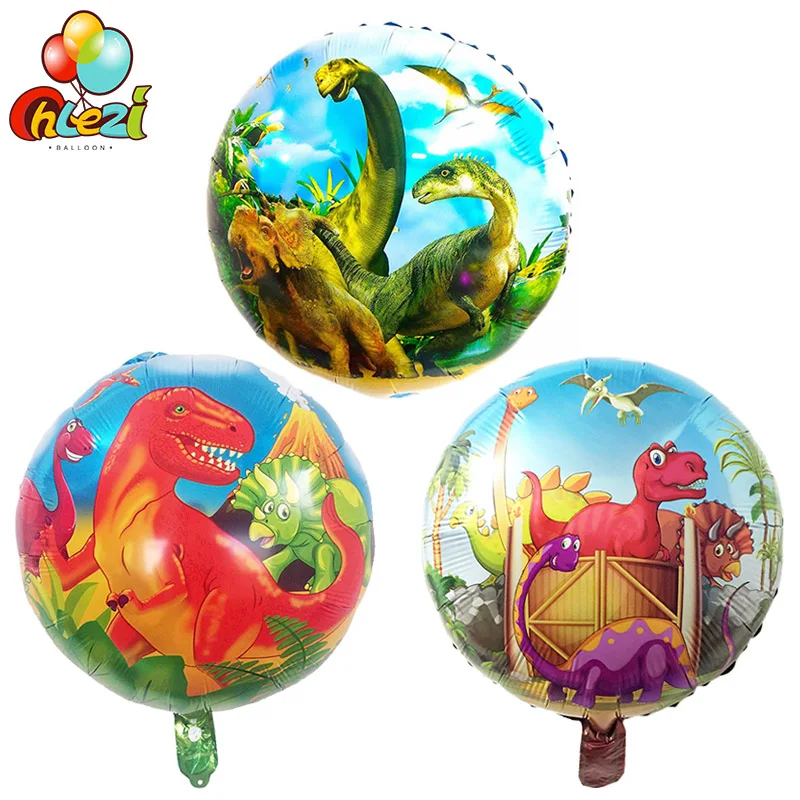 

10pcs 18inch Dinosaur Foil Balloons Round Helium Balloon Children Birthday Party Supplies Toys gifts Decoration Jurassic Globos