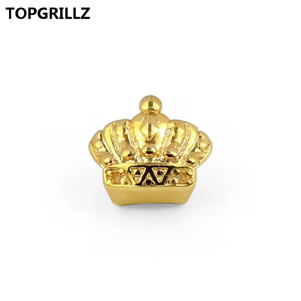 TOPGRILLZ мужские Новые Позолоченные с открытым лицом, Корона скорпиона, однозубные грили, крышка, глянцевая полировка, хип-хоп Bling Grillz - Окраска металла: Gold Crown