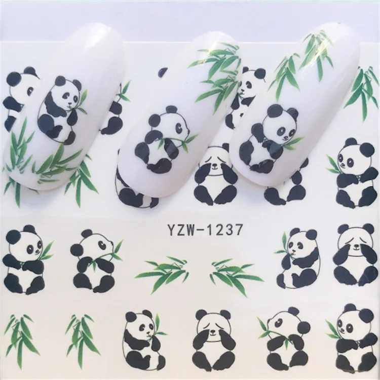 Водная наклейка на ногти Poker panda для дизайна ногтей дизайнерские украшения Pegatinas