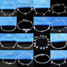 925 Silver Ankle Sterling Ankle Bracelet for Women Girl Leg Chain Round Tassel Anklet Vintage Foot Jewelry Accessories vintage tassel engraved round arm chain for women