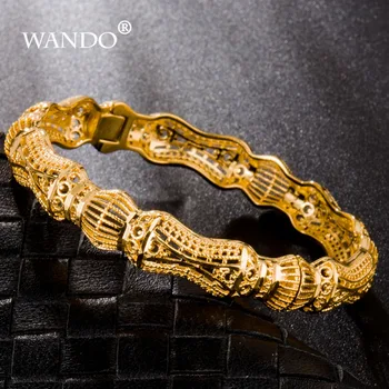 

WANDO 1PCS Top Quality Vintage Ethiopian Bangle for Women Gold Color Dubai Bride Wedding Bracelet Africa Arab Jewelry gift B11