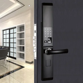 

Fingerprint Homelock Passcode Smart Lock Slide Cover High Grade Anti-theft IC Card Indoor Locks Anti-cat eye Unlock Black H8 New