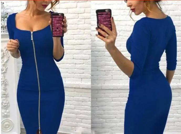 

Autumn Dress 2019 New Fashion Women Casual Knitting Bodycon Sexy Club Dress Knee-Length Party Wear Dresses