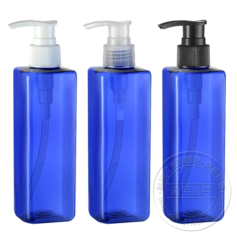 250ML Blue Square Body Lotion Bottle, Skin Care Cream Packaging Bottle