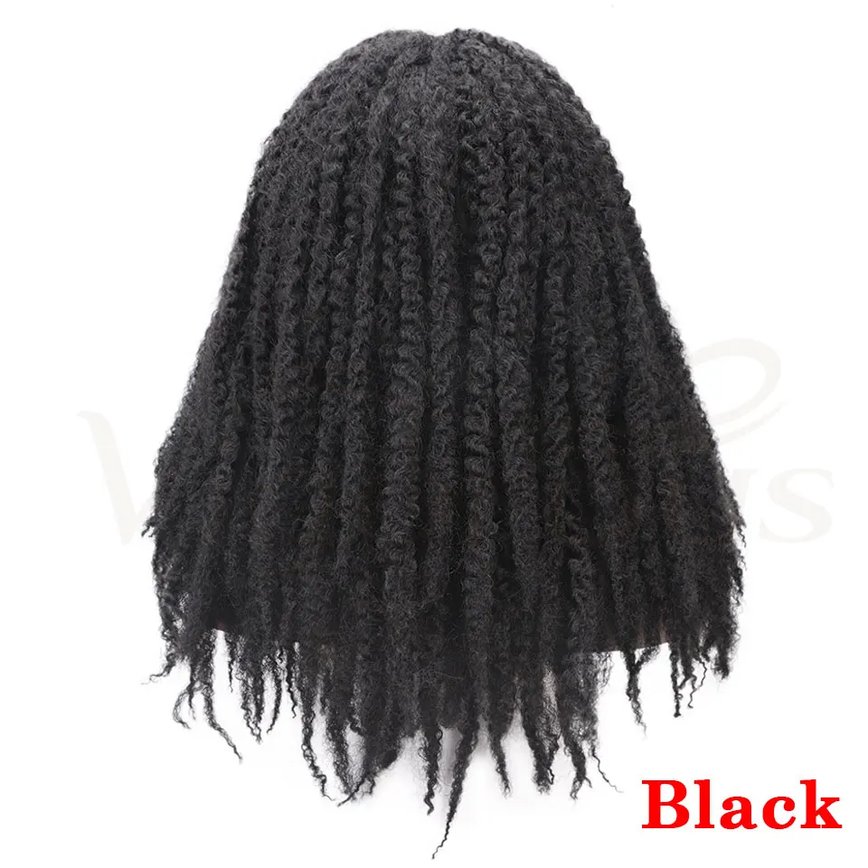 Энергичные длинные плетеные волосы парики марли афро кудрявый синтетический парик для черных женщин/мужчин черный коричневый Дард коричневый - Цвет: Натуральный чёрный