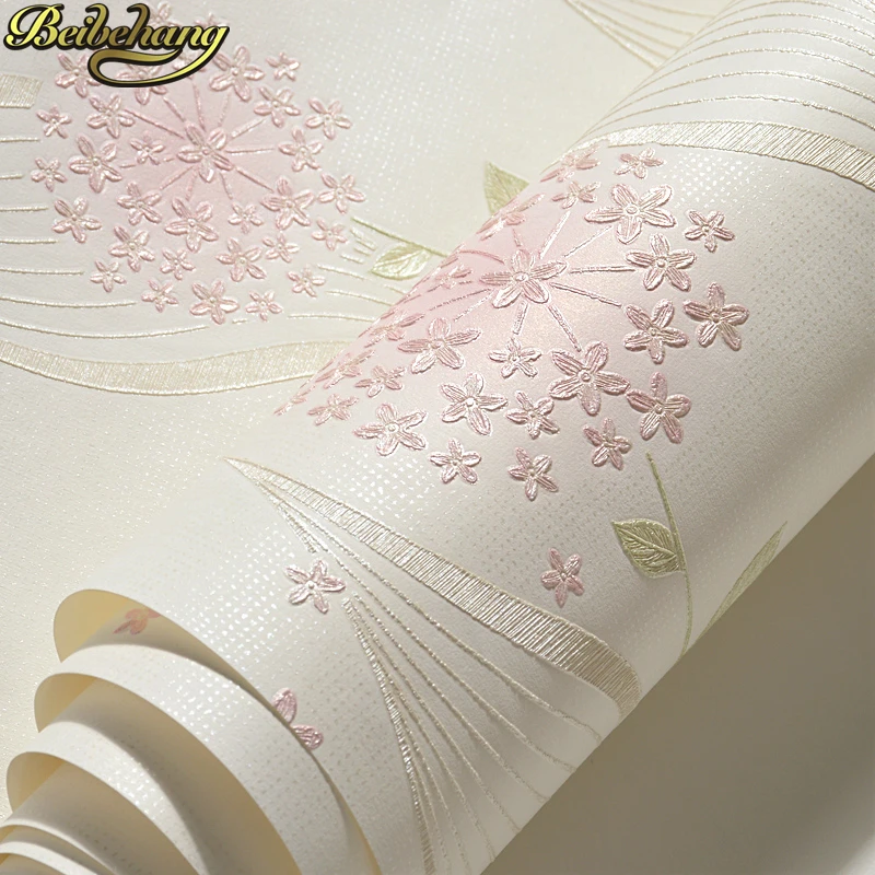 beibehang Warm pastoral non-woven self-adhesive wallpaper simple bedroom 3D stereo living room TV background wall paper beibehang Warm pastoral non-woven self-adhesive wallpaper simple bedroom 3D stereo living room TV background wall paper