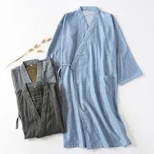 Высококачественный мужской Одноцветный халат, удобная хлопковая одежда для сна, новинка года, дышащая Домашняя одежда, японское кимоно, халат юката