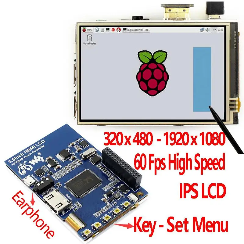 Raspberry Pi 3,5 дюймов HDMI lcd сенсорный экран 3,5 дюймов дисплей 60 кадров в секунду 1920*1080