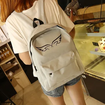 

50pcs/lot Fashion Wing Print School Bags For Teenagers Mini Backpacks Canvas Japan and Korean Style Women Shoulders Bag