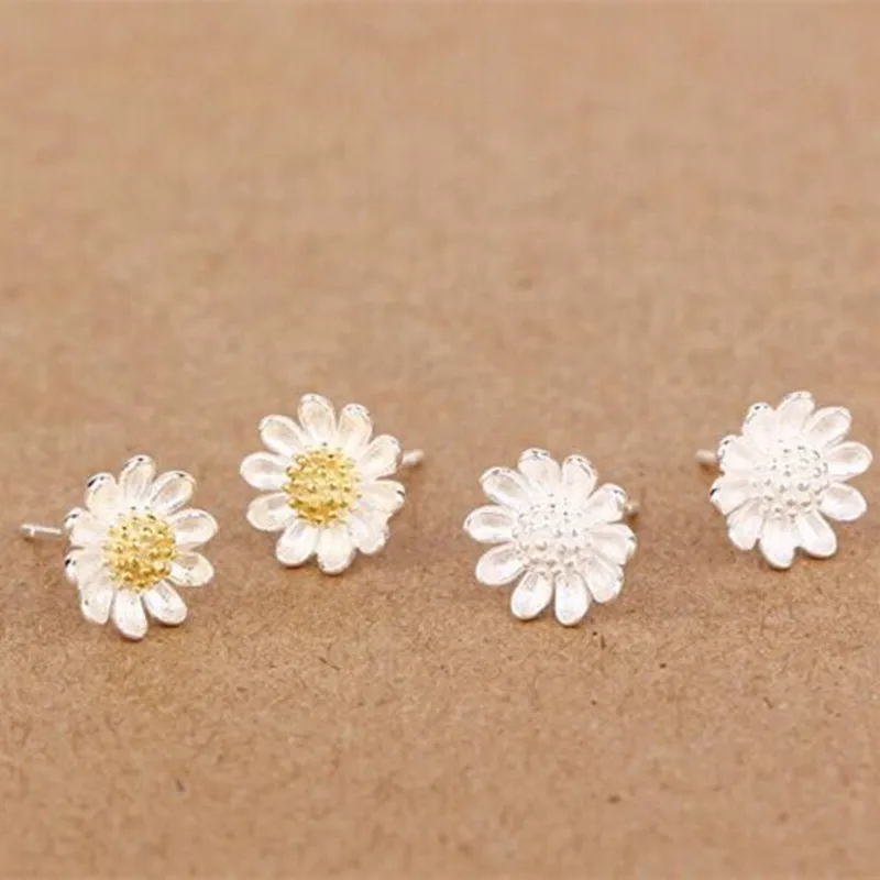 

New Aesthetic Beautiful 925 Sterling Silver Fine Fashion Jewelry Sunflower Small daisy Wholesale Earrings SE5