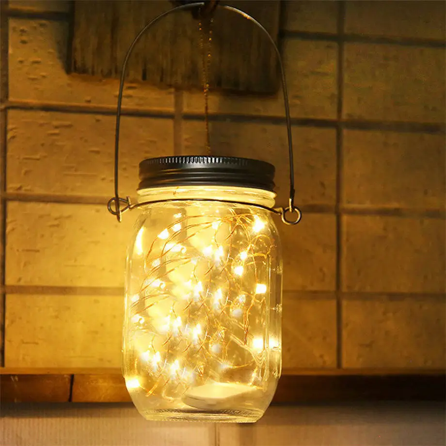 Открытый солнце стекло Mason Jar с интегрированной солнечной панелью и светодиодами для освещения для вечерние украшения дропшиппинг июля#1 - Испускаемый цвет: as photo show