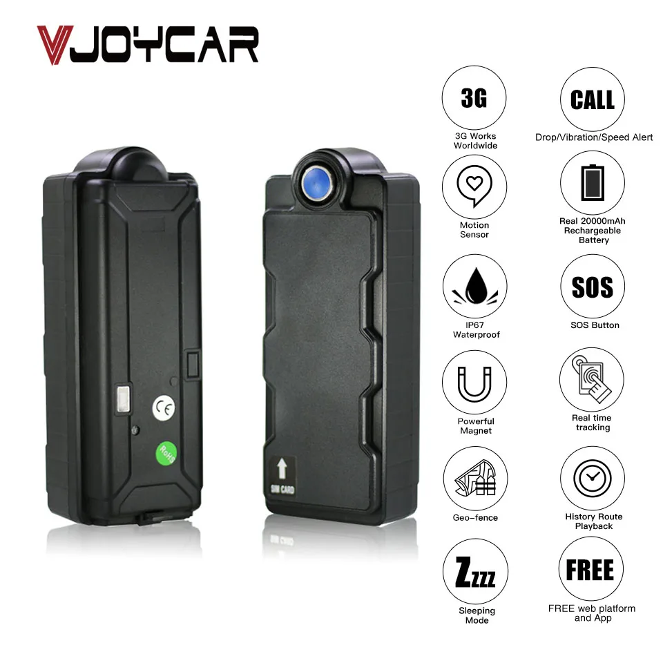 VJOYCAR TK20GSE 4G 3G GPS Tracker WCDMA 4 Band 20000mAh Big Battery Waterproof Magnet Handheld For All Countries On The World