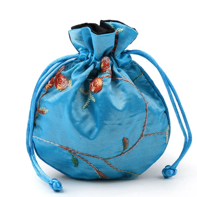 11X13cm High Quality embroidery Satin Drawstring Bag Silk Brocade Pouches Damask Jewelry Pouch