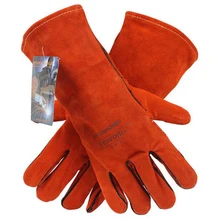 Разделение коровы кожаные перчатки сварочные, наборами по 2 пары из воловьей кожи защитные рабочие х/б перчатки термостойкие рабочие перчатки