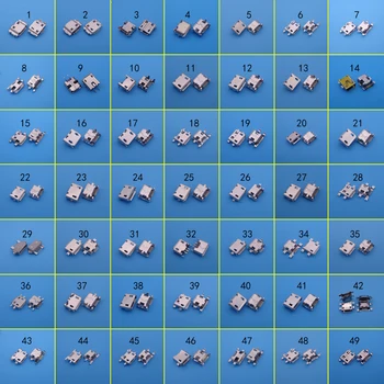 

49Model 98pcs Mini Micro USB Jack 5P 5pin Charging Socket Connector Mix SMD DIP V8 Port power Data Plug dock 5pin 7pin female