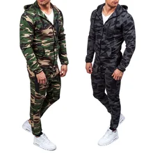 Горячая Распродажа Мужская камуфляжная хлопчатобумажная трикотажная рубашка Камуфляжный кардиган спортивный костюм набор мужские повседневные костюмы мужской комплект из свитера с брюками