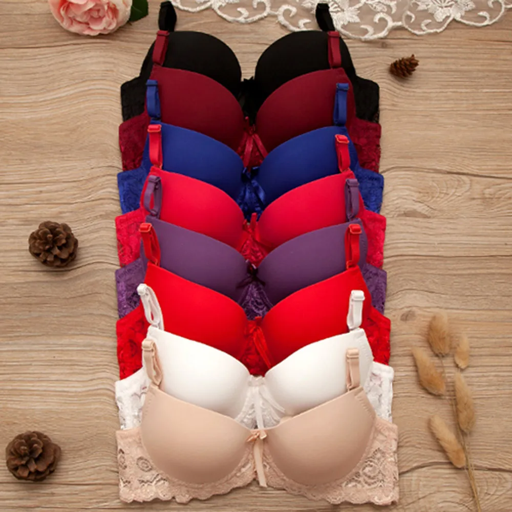 

Women Sexy Lingerie Solid Color Lace Patchwork Push Up Bras Tank Cami Crop Underwear Ladies Casual Sports Bra Sujetadores Mujer