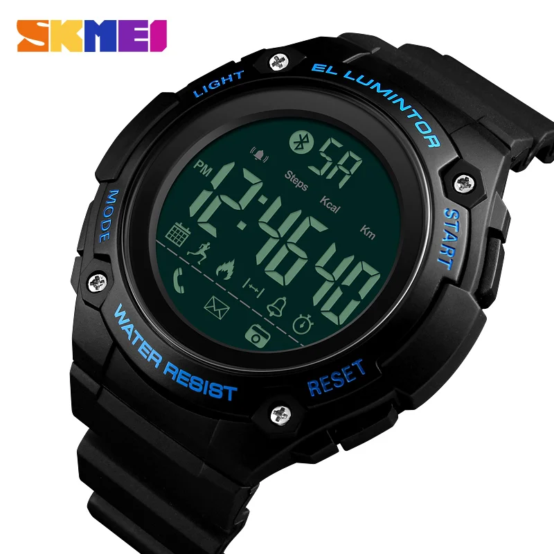 SKMEI уличные умные спортивные часы, модные многофункциональные Умные Bluetooth подключения, напоминание, камера, калории, часы - Цвет: Blue Watch