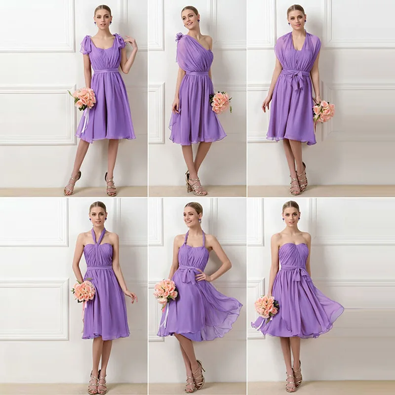 

Tanpell a line ruched bridesmaid dress dark lilac sleeveless knee length gown lady wedding party custom short bridesmaid dresses